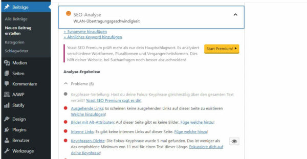 Keyword-Dichte und -Platzierung