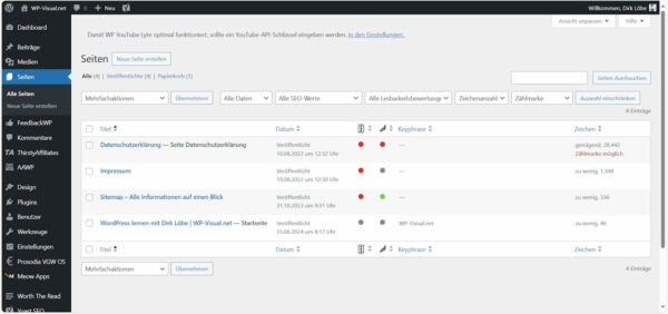 Seiten bei WordPress