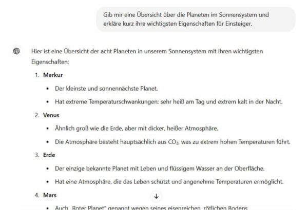 klare, detaillierte Antwort auf einen besseren Prompt durch ChatGPT