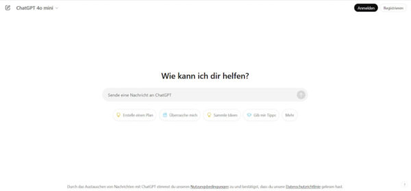 Screenshot Chat-Fenster von ChatGPT