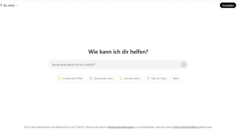 Screenshot Chat-Fenster von ChatGPT