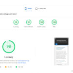 Core Web Vitals Messung mit Google PageSpeed Insights – Leistungsergebnis 90 für mobile Ansicht.